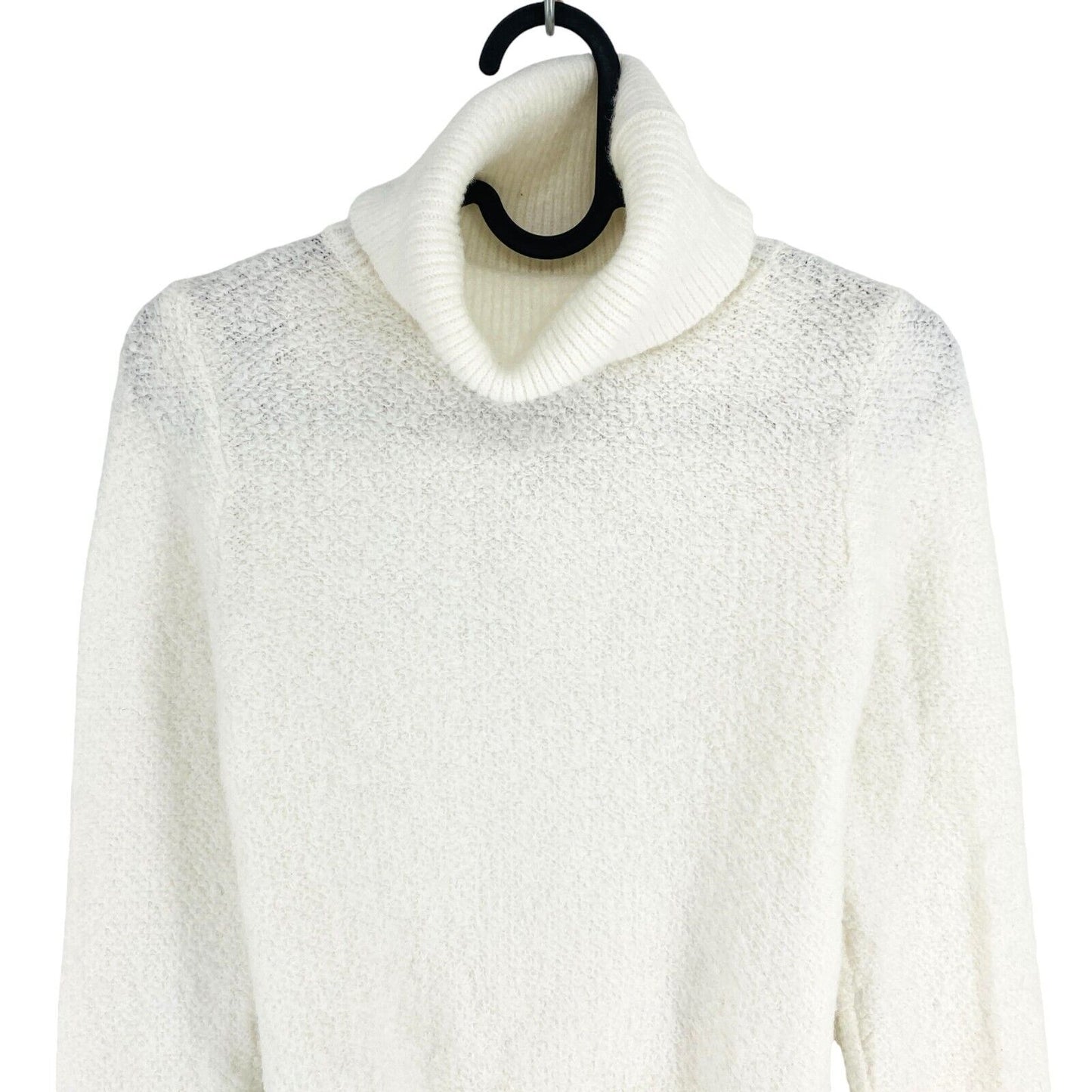 Mango MNG Women White High Neck Sweater Jumper Pullover Size S