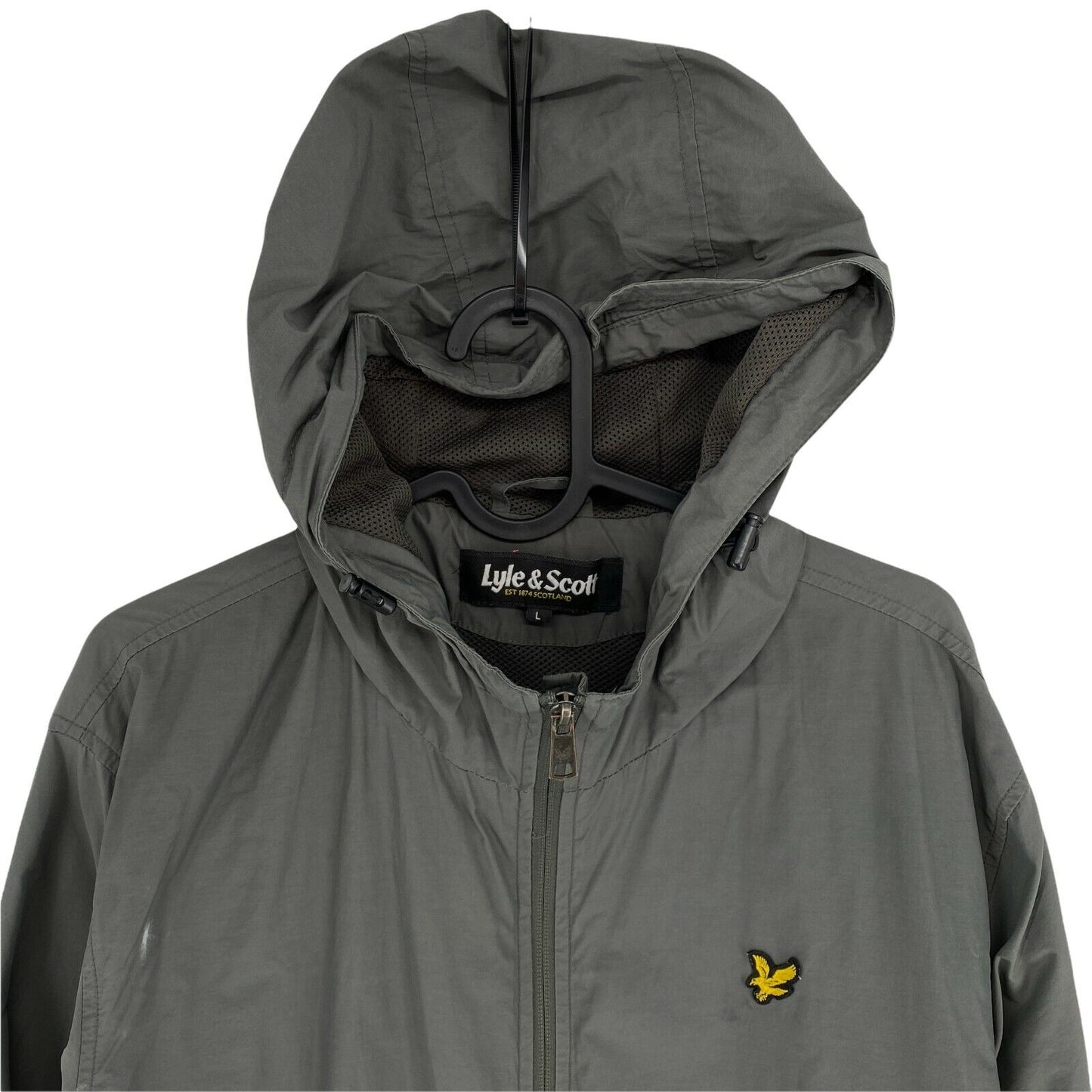 Lyle&Scott Grey Cotton Blend Hooded Jacket Size L