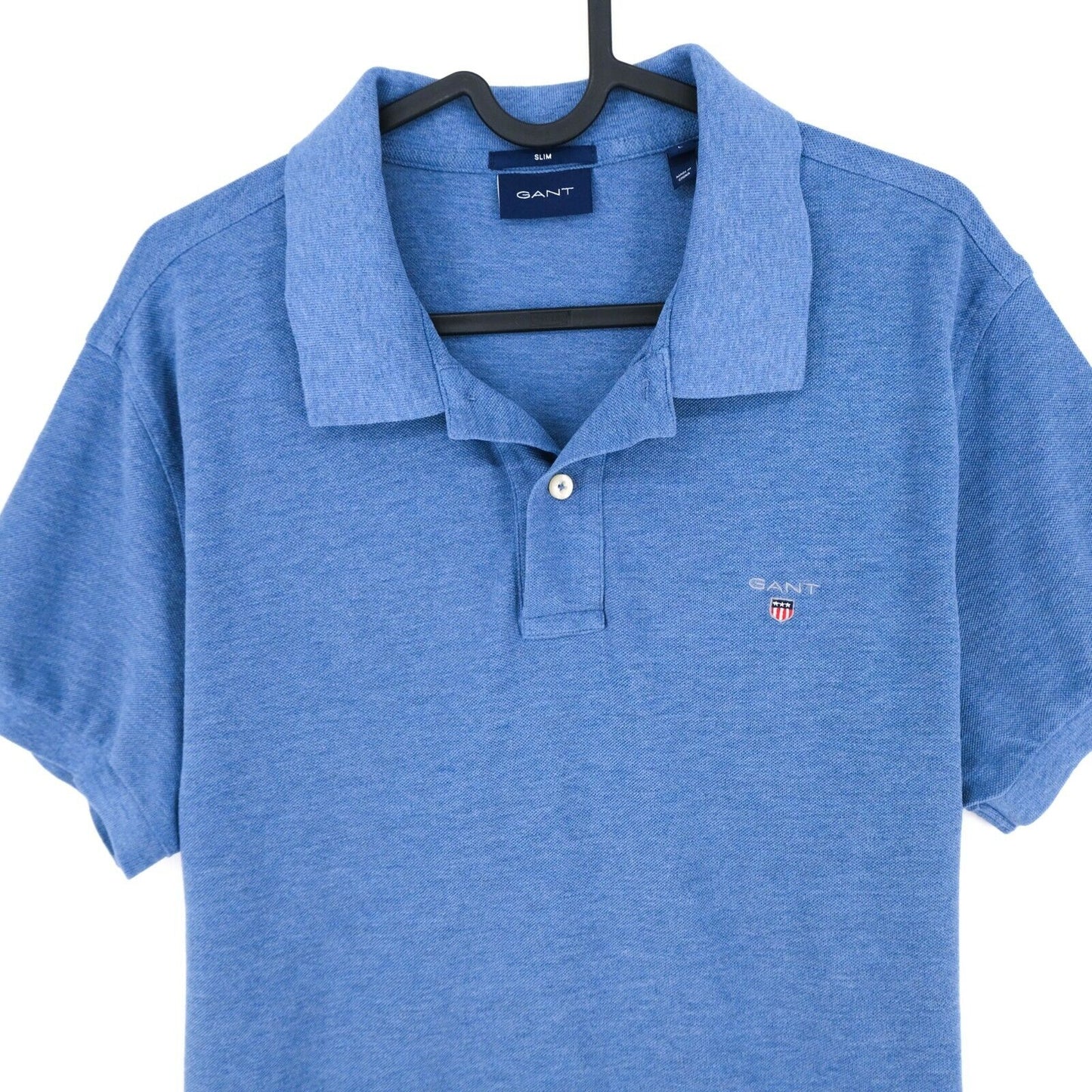 GANT T-Shirt mit Polokragen und schmalem Logo, Blau, Größe L