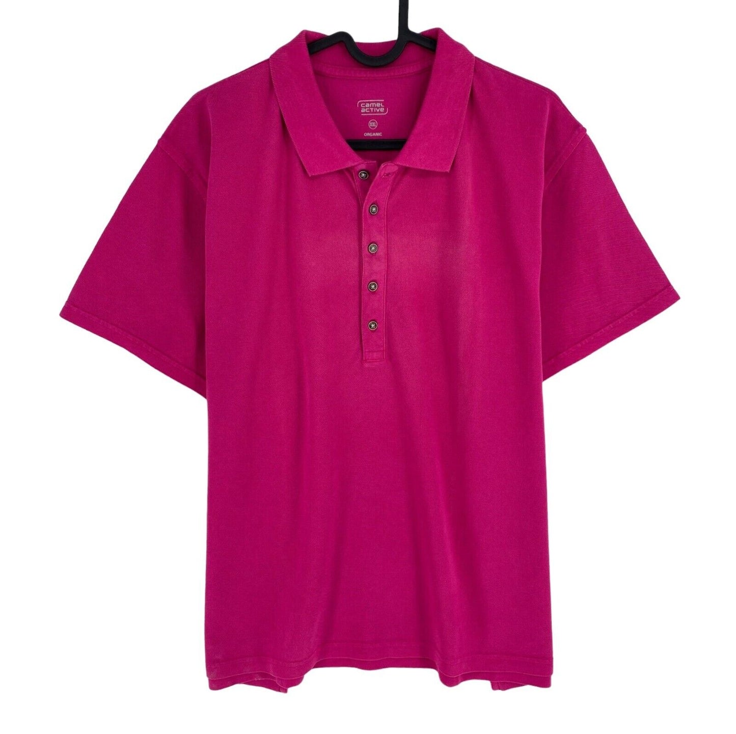 Camel Active Women Dark Pink Solid Short Sleeves Pique Polo Shirt Size 2XL XXL