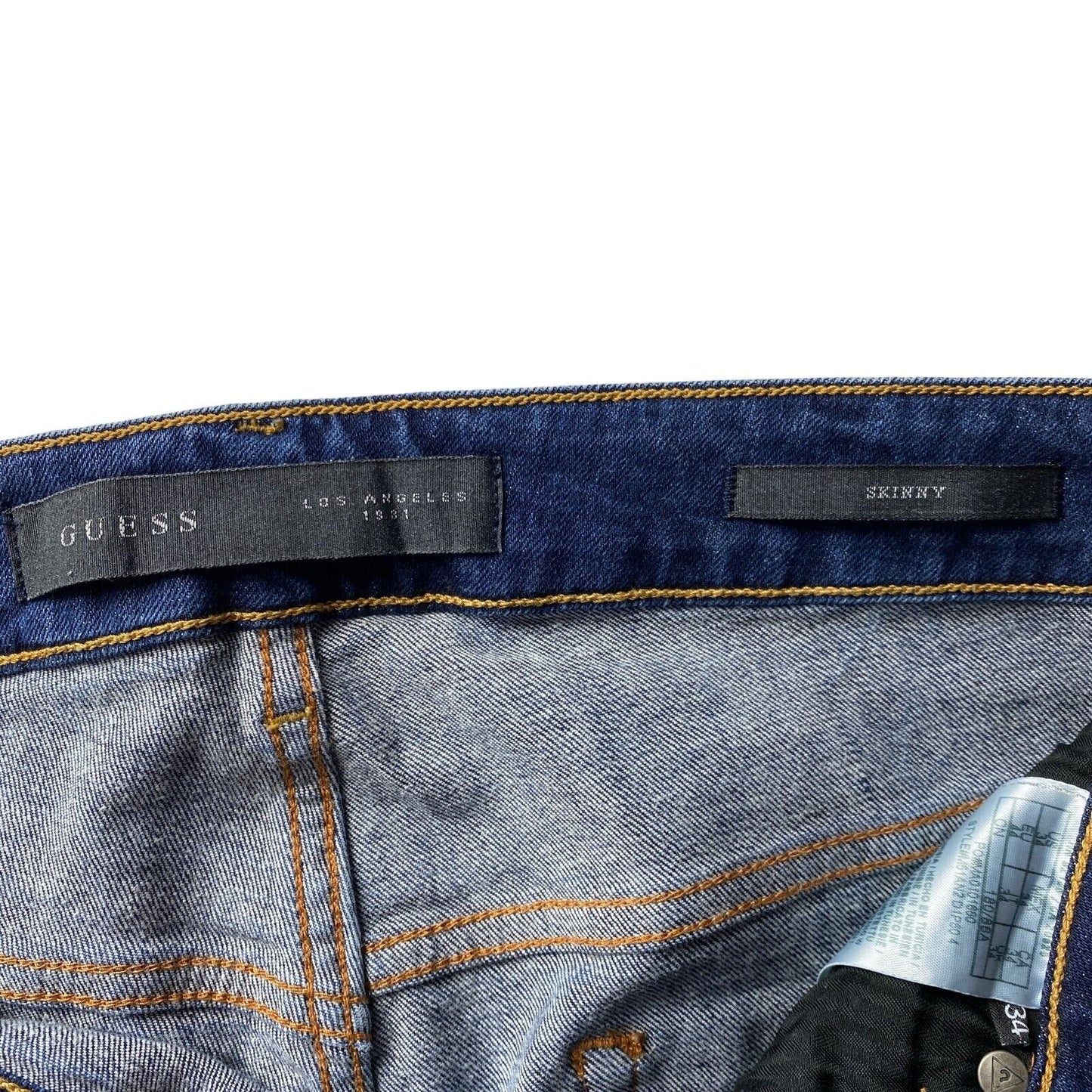 GUESS – Stretch-Jeans im Skinny Fit in Used-Optik, Blau, W34 L32