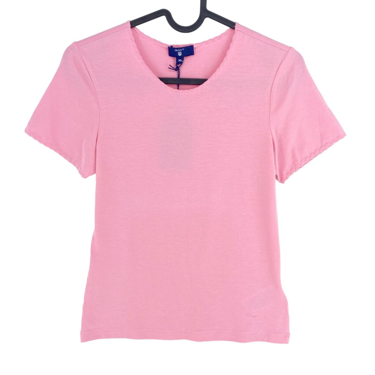 GANT T-shirt à col rond festonné rose taille XS