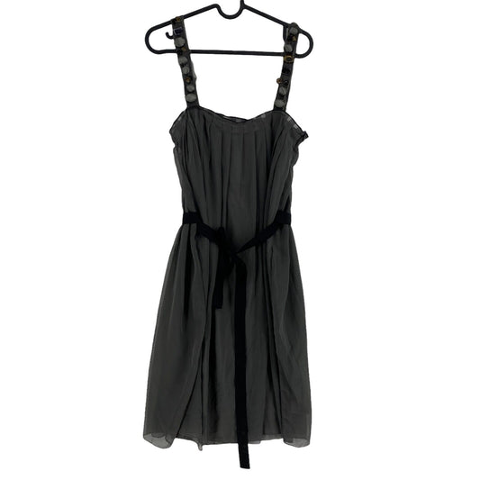 RPR €103 Chilli Pepper Dark Grey Sleeveless Pleated Neckline Flare Dress Size M