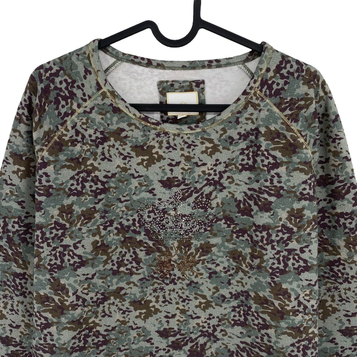 LA MARTINA Green Camo Fleece Crew Neck Sweater Jumper Size 2 / S