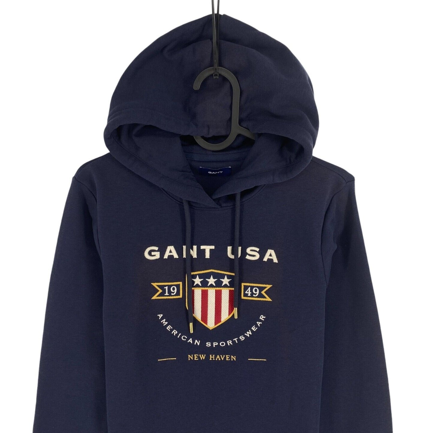 GANT Women Navy Blue Banner Shield Long Sleeves Hoodie Dress Size XS