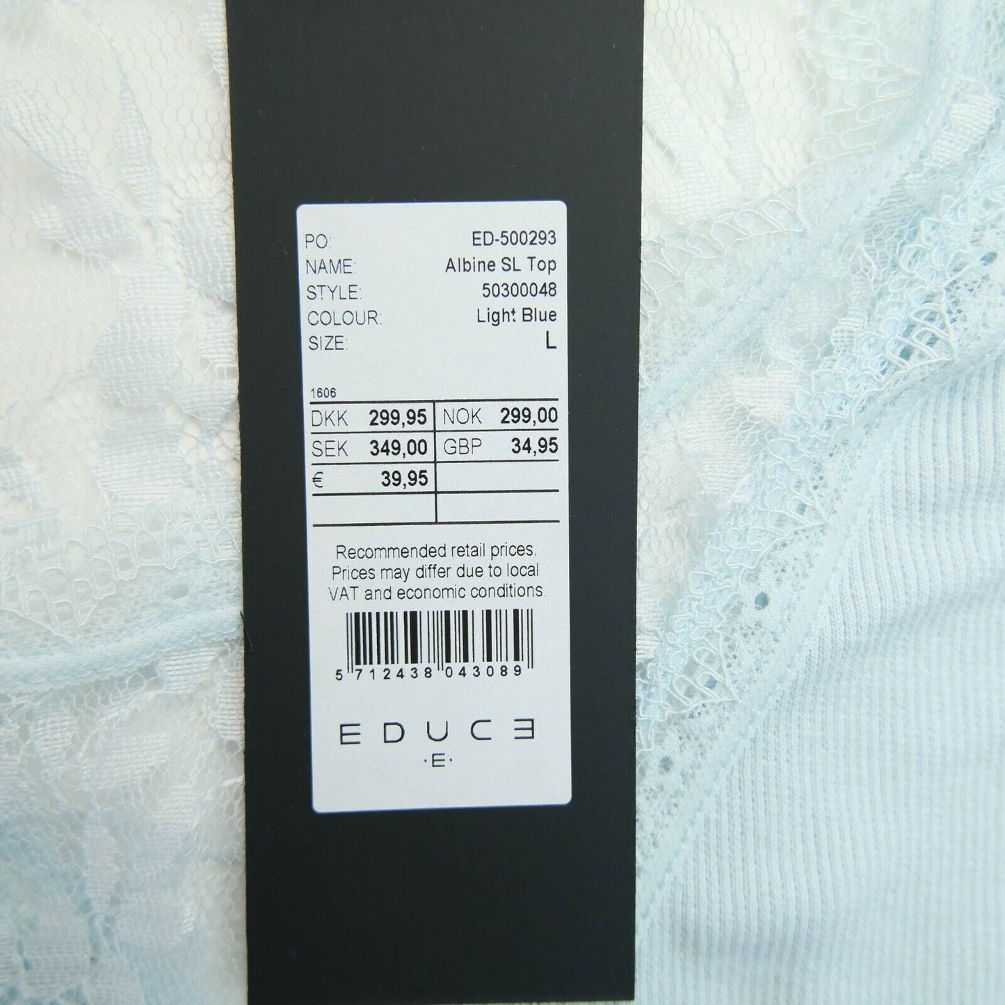 EDUCE Light Blue Lace Tank Top T Shirt Size L