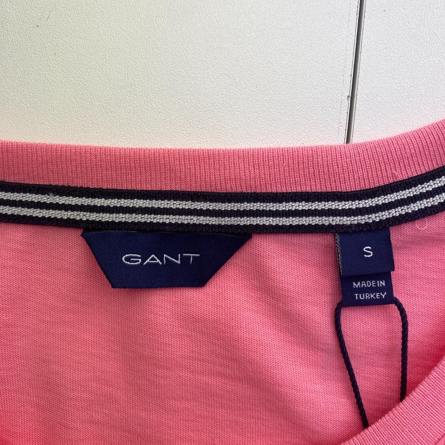 GANT Women Pink Logo Crew Neck T Shirt Size S