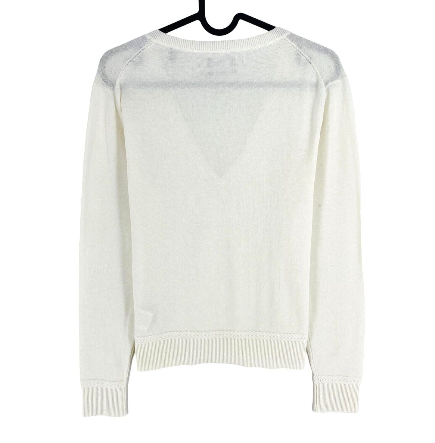 GANT Women White Cotton V Neck Jumper Sweater Size XS