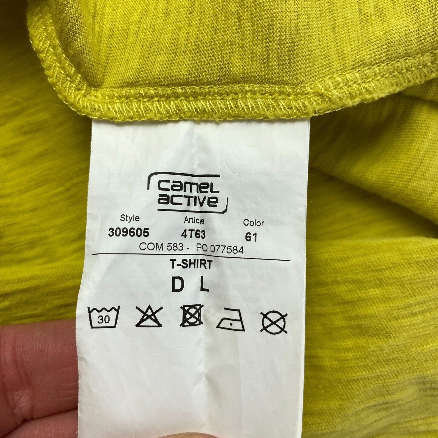 Camel Active Gelbes T-Shirt mit Rundhalsausschnitt und kurzen Ärmeln, Größe L