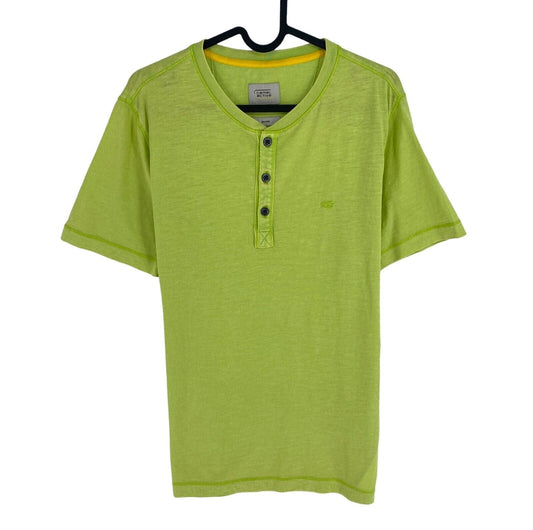 Camel Active Men Green Solid Short Sleeve Henley Neck T Shirt Size S