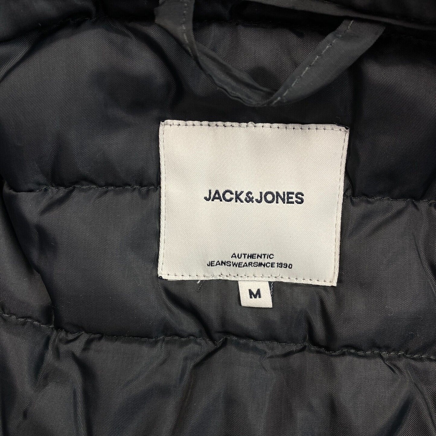 JACK&JONES Men Grey Recycle Puffer Collar Jacket Coat Size M