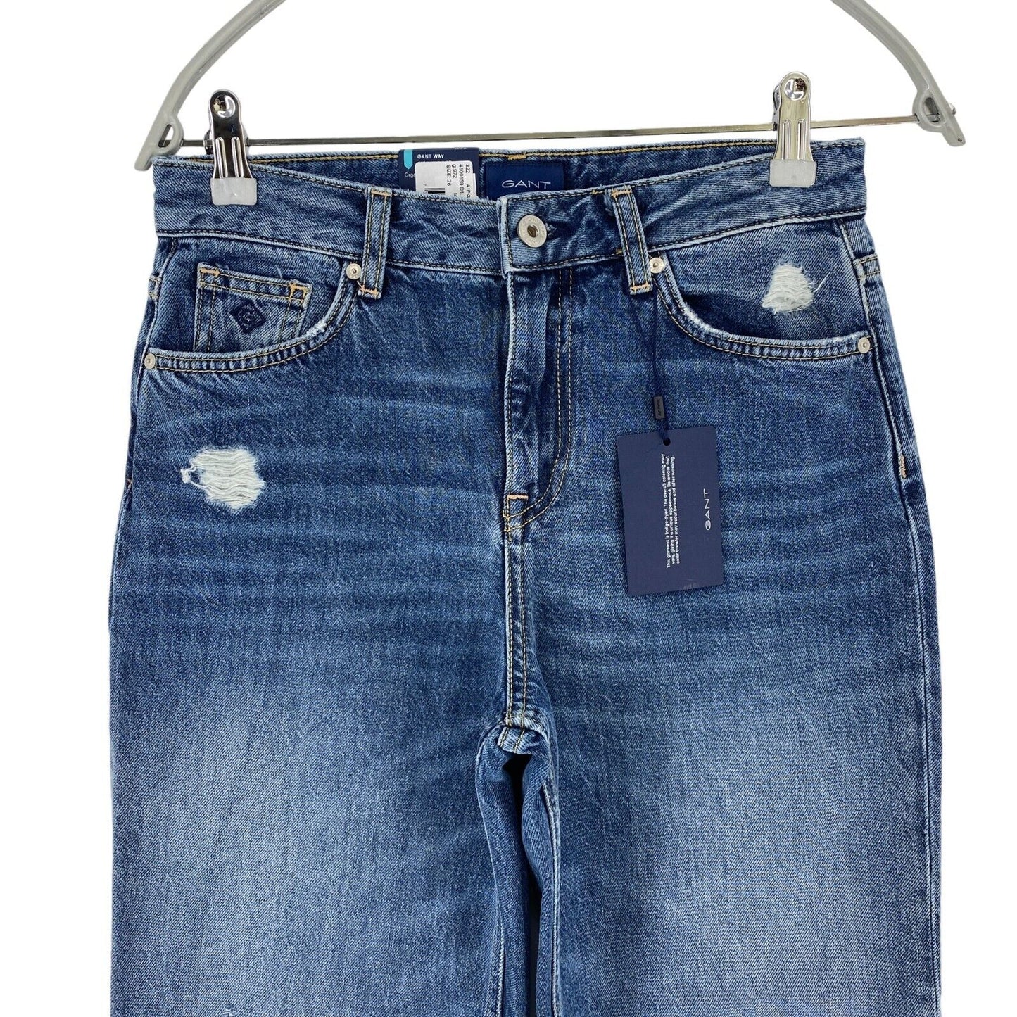 GANT CAMIE Femme Bleu Coupe droite décontractée Jean déchiré court Taille W26