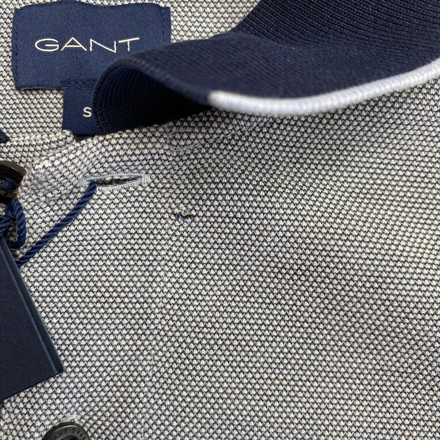 GANT Blaues 4-Colour Oxford Pique Rugger Poloshirt Größe S