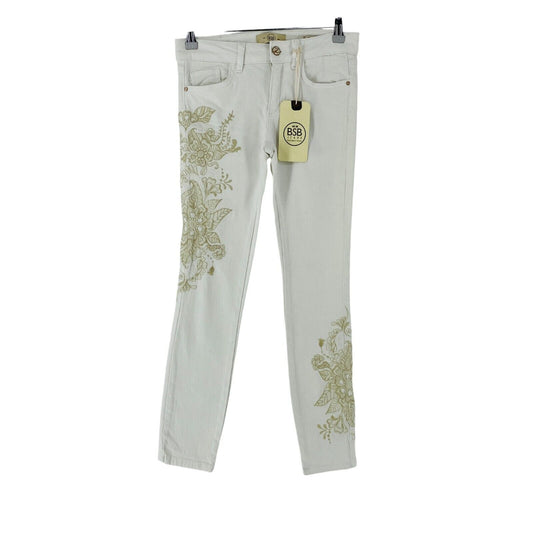 BSB SELENA Women White Embroidered Mid Waist Skinny Fit Jeans W24