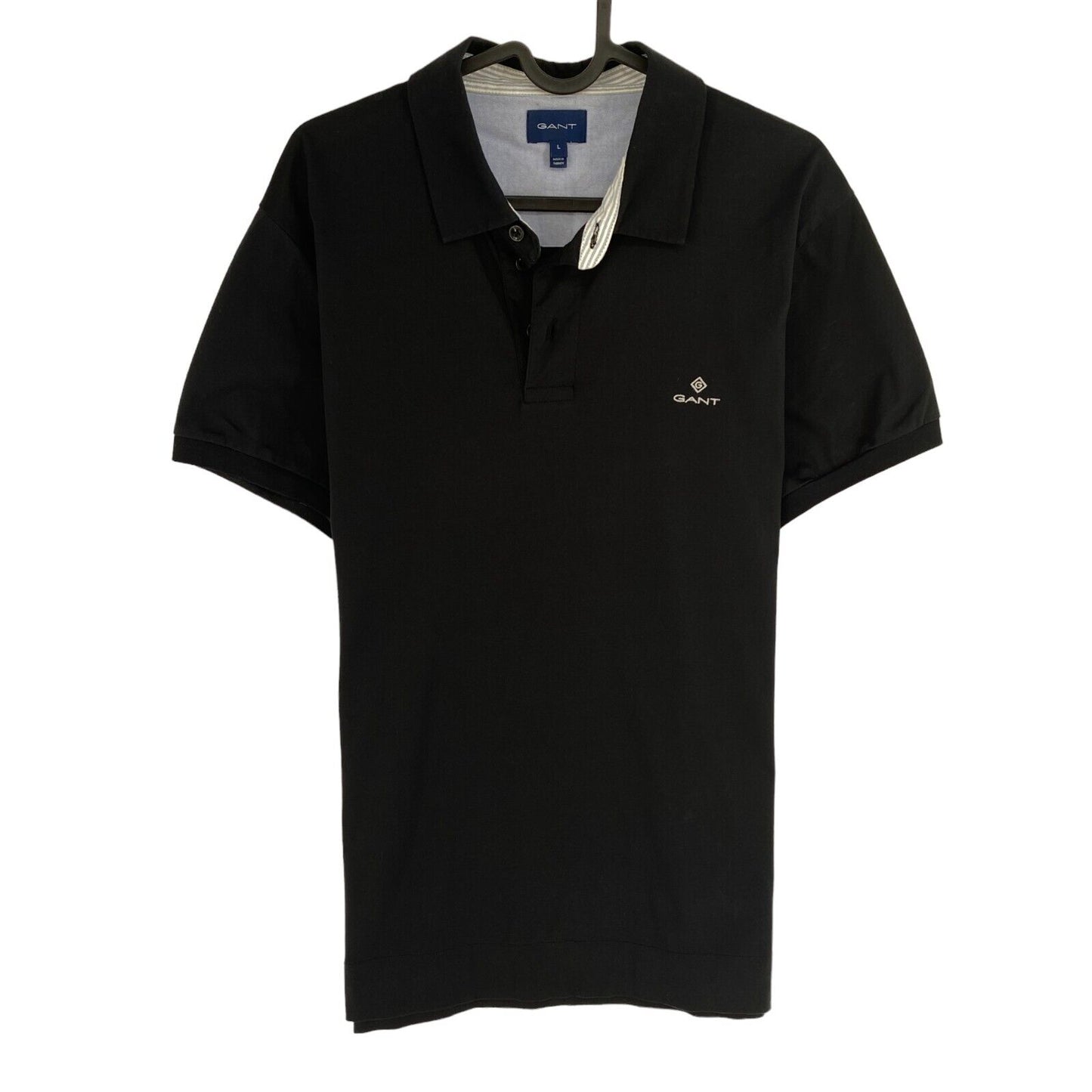 GANT Men Black Mercerized Jersey Short Sleeves Polo Shirt Size L