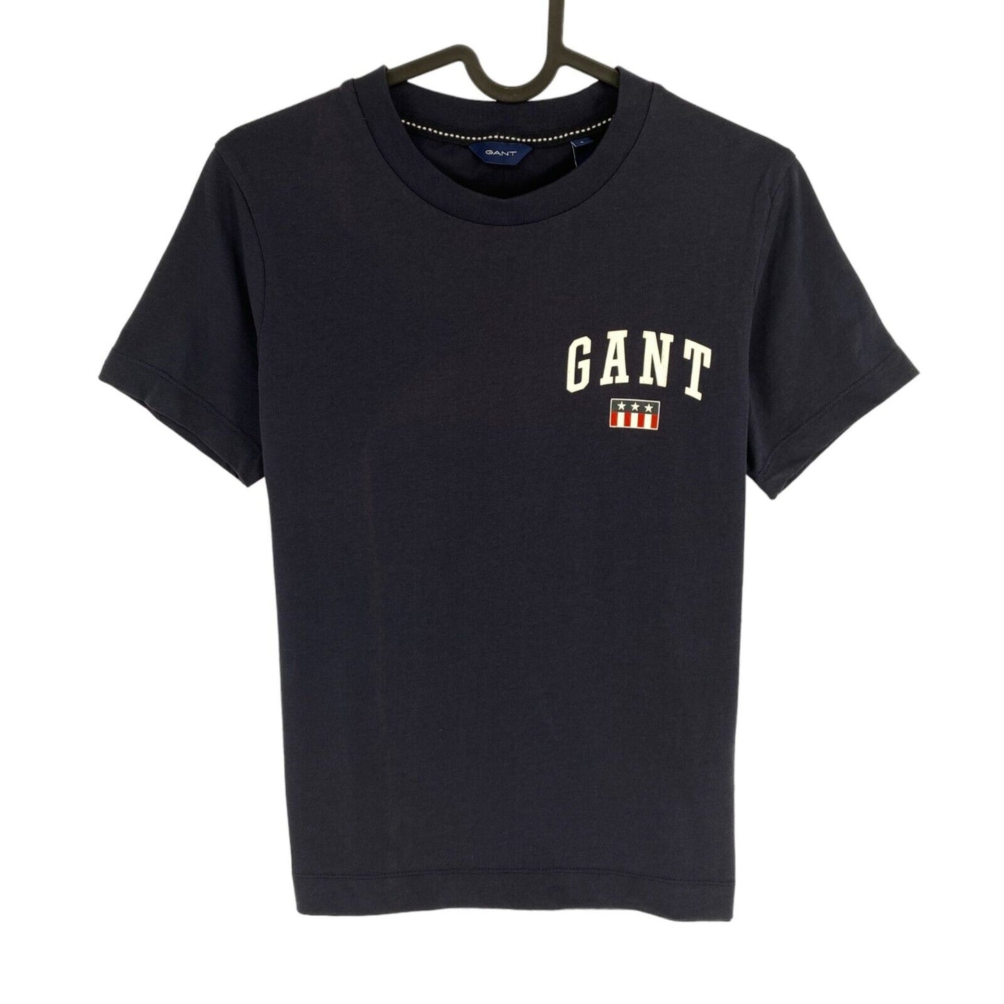 GANT Women Navy Blue Tag SS Crew Neck T Shirt Size S