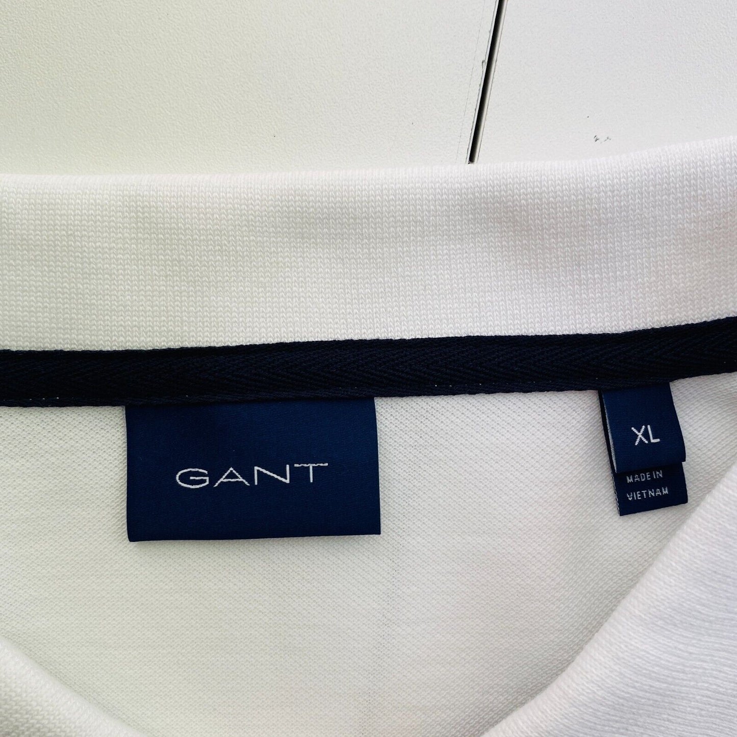 GANT Men White Contrast Tipping Pique Short Sleeves Polo Shirt Size XL