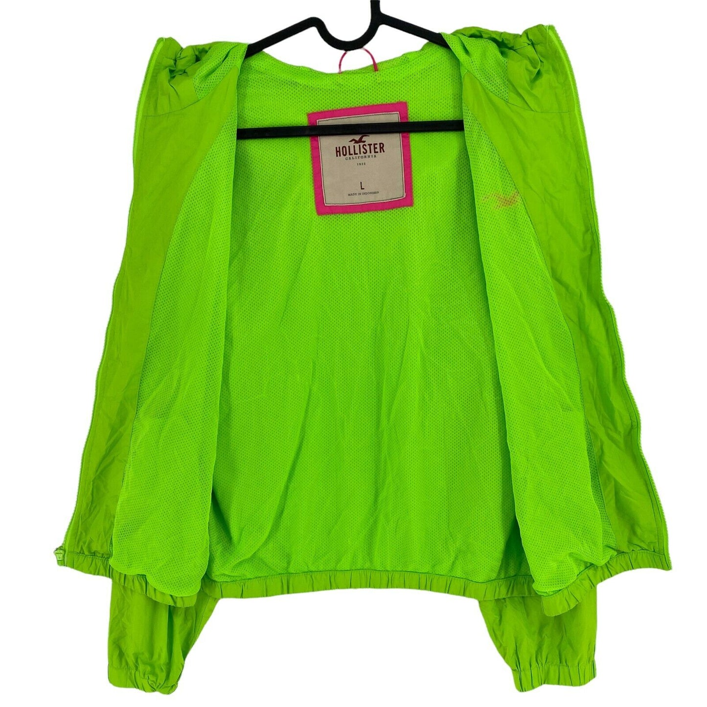 HOLLISTER Neon Green Hooded Jacket Size L