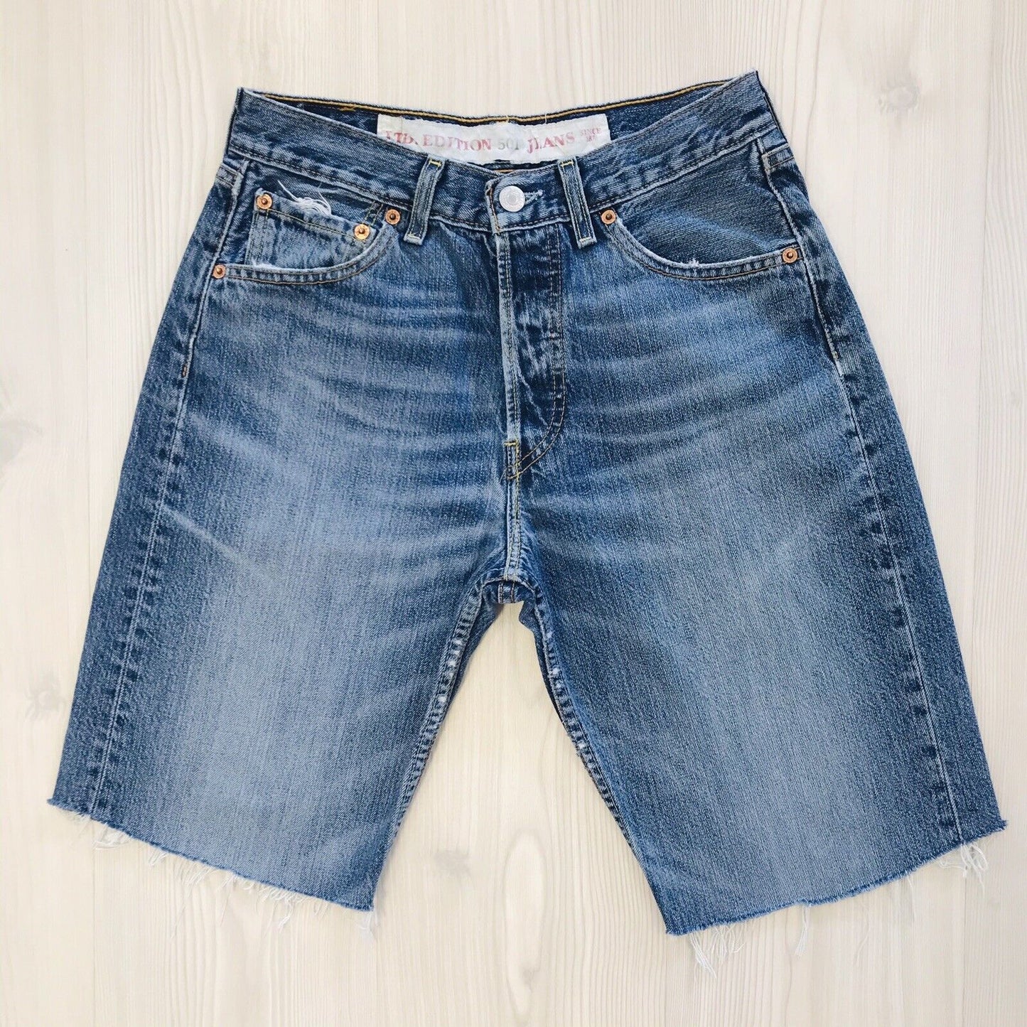 Levi's 501 Custom Made Blue Original Regular Straight Fit Cut-Off Shorts W29