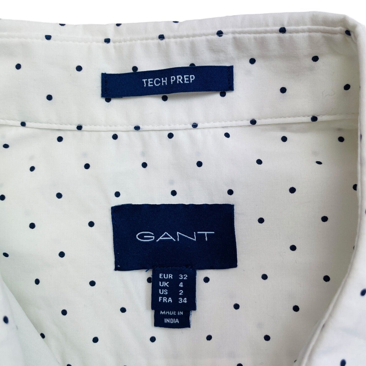 GANT White Tech Prep Regular Polka Dot Shirt Size EU 32 UK 4 US 2