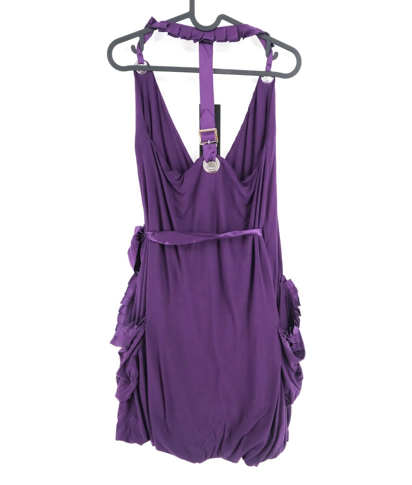 S`NOB Purple V Neck Wrap Up Dress Size S M