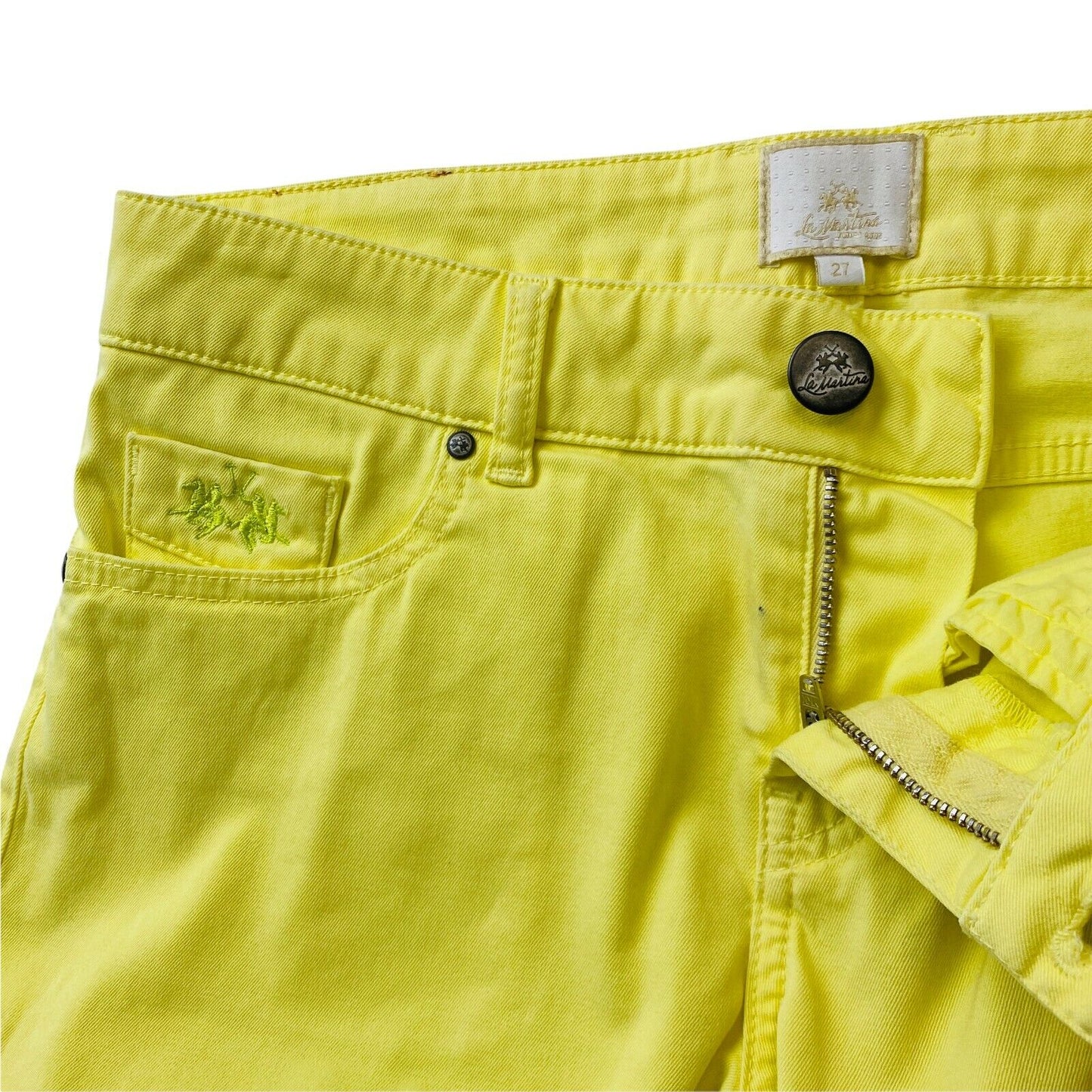 LA MARTINA Women Yellow Stretch Regular Fit Bermuda Chino Shorts Size W27