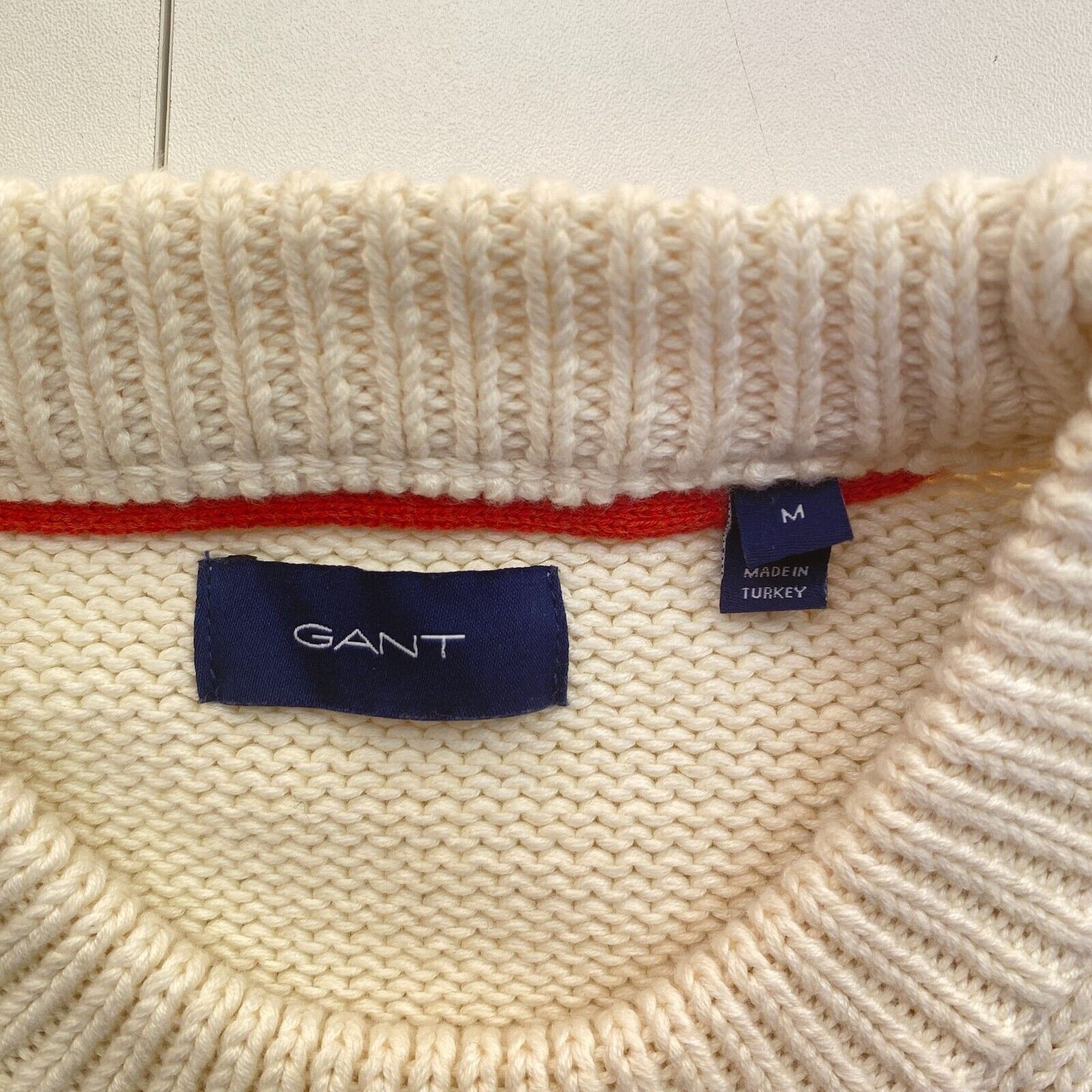 GANT Beige Colored Stripes Crew Neck Sweater Pullover Size M