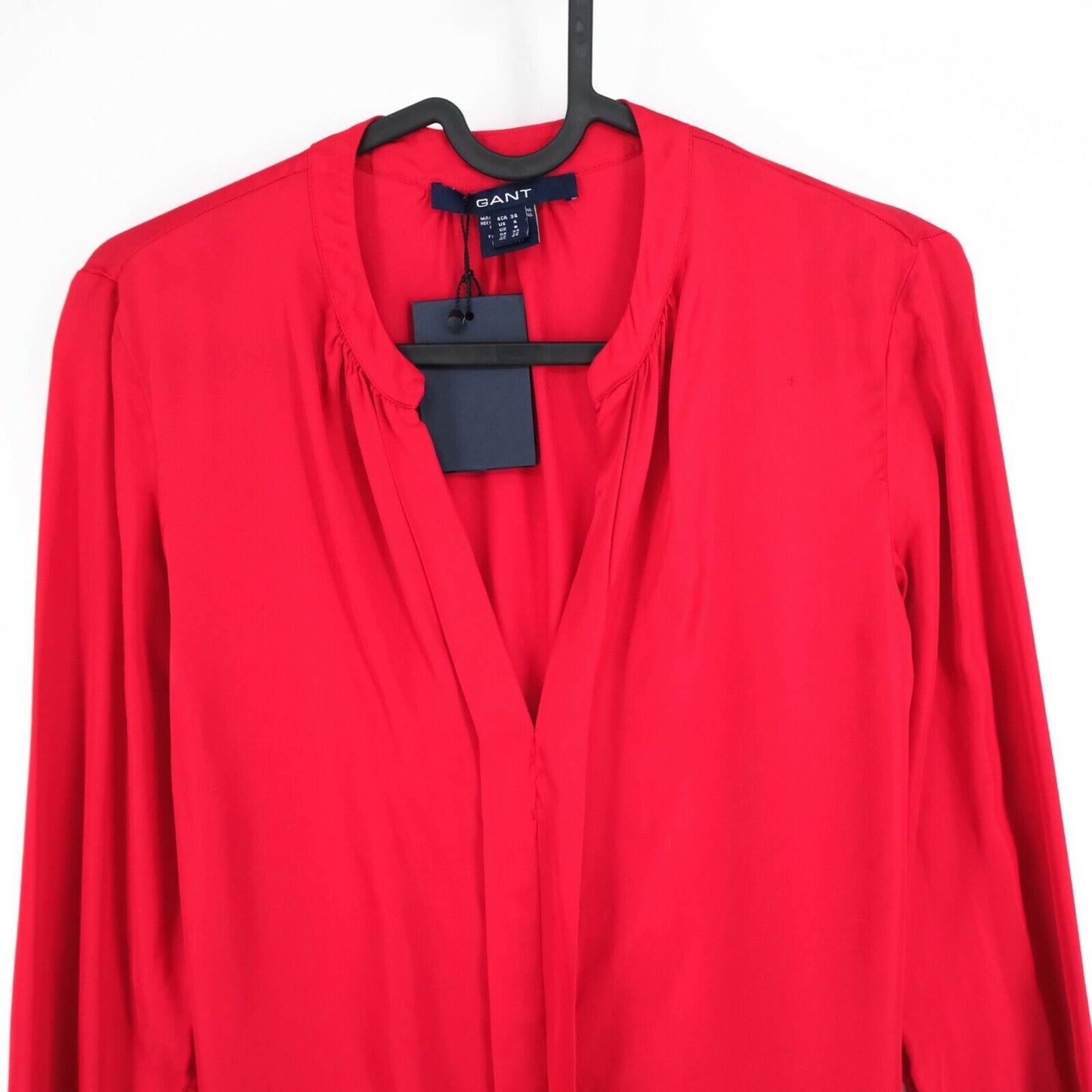 GANT Red V Neck Satin Blouse Size EU 34 UK 8 US 4