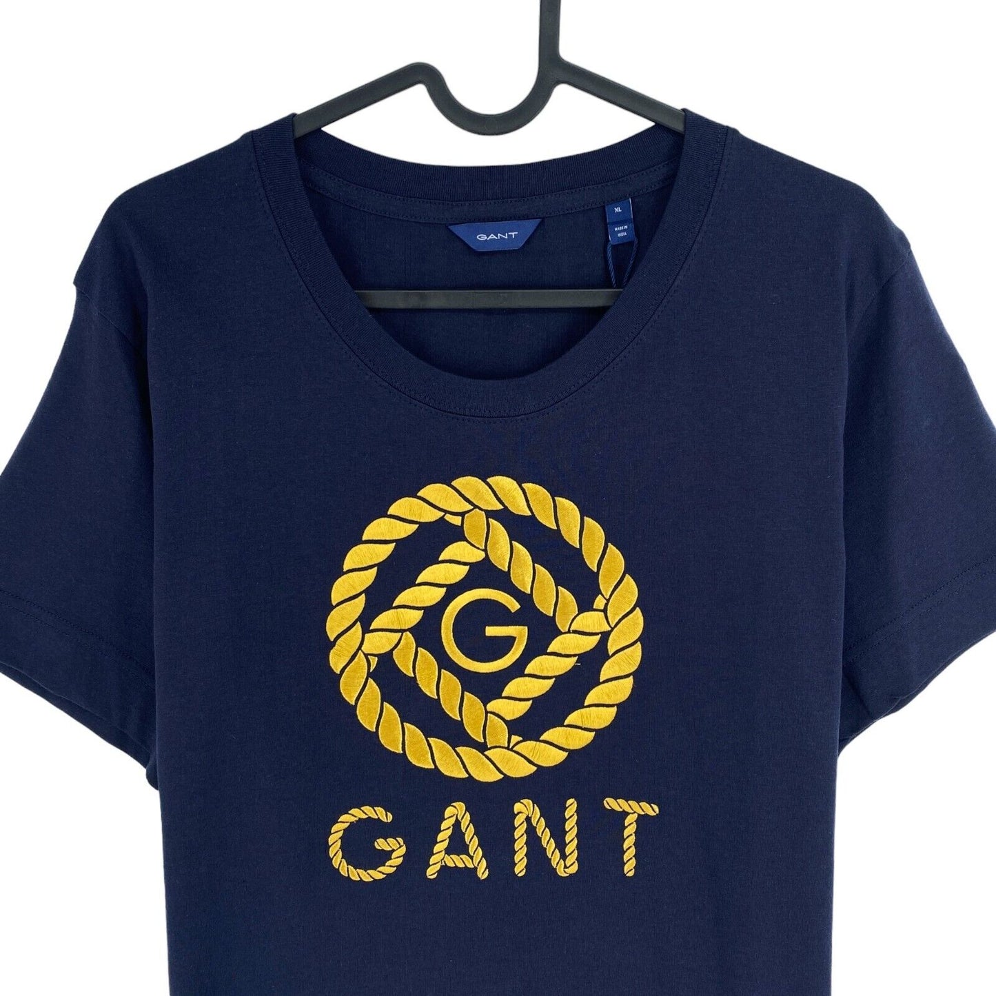 GANT Women Navy Blue Rope Icon Crew Neck Short Sleeve T Shirt Size XL