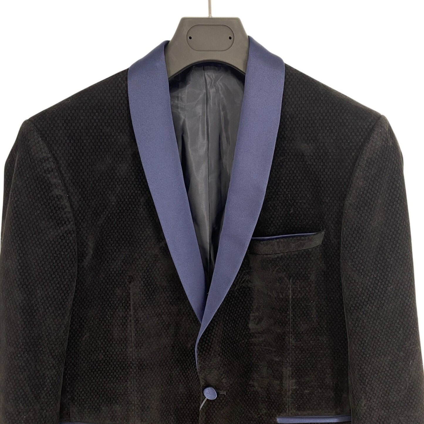 RRP €229 IZAC Men Navy Blue Velvet Blazer Jacket Size EU 50 UK/US 40