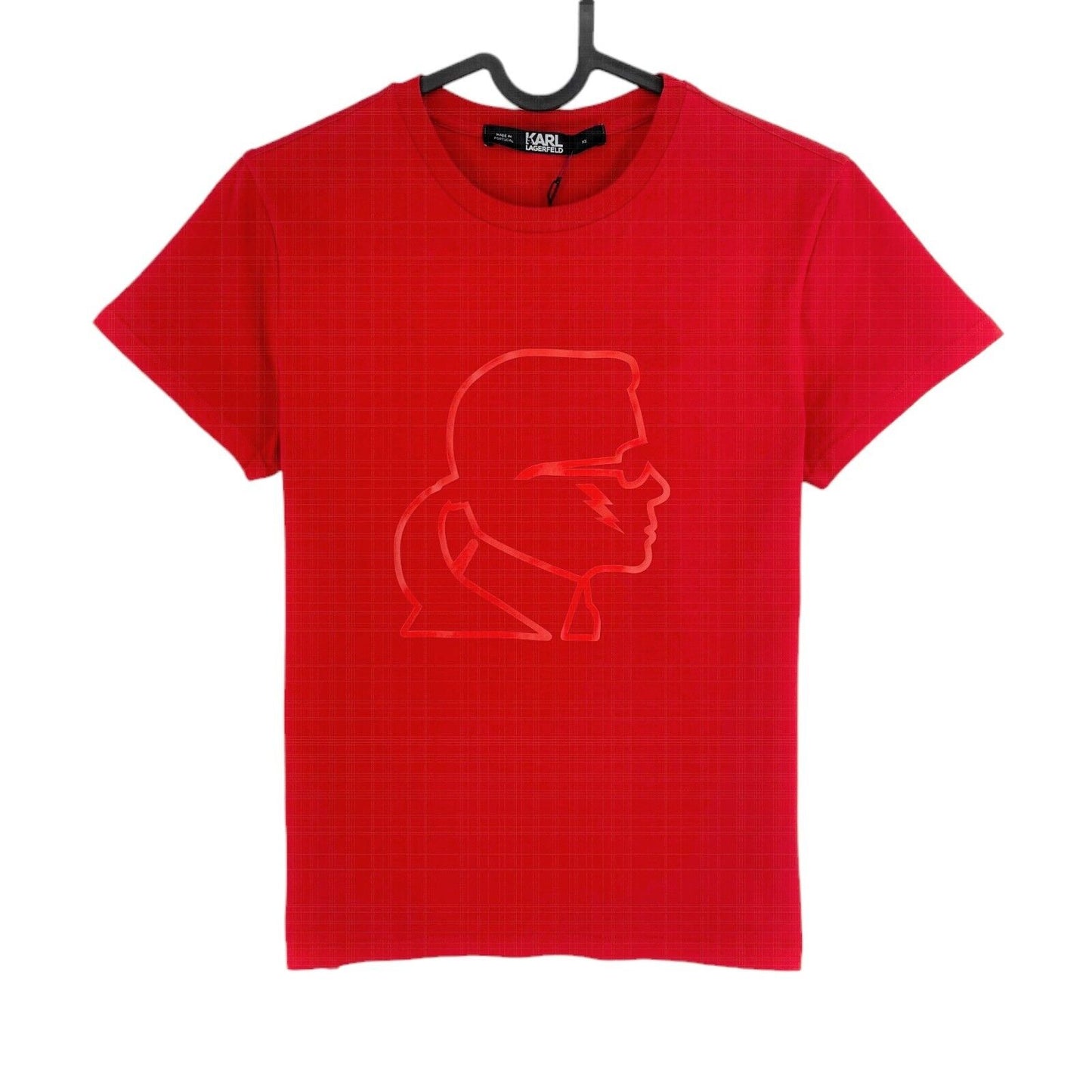 Karl Lagerfeld Red Kameo Embossed Crew Neck T Shirt Size XS