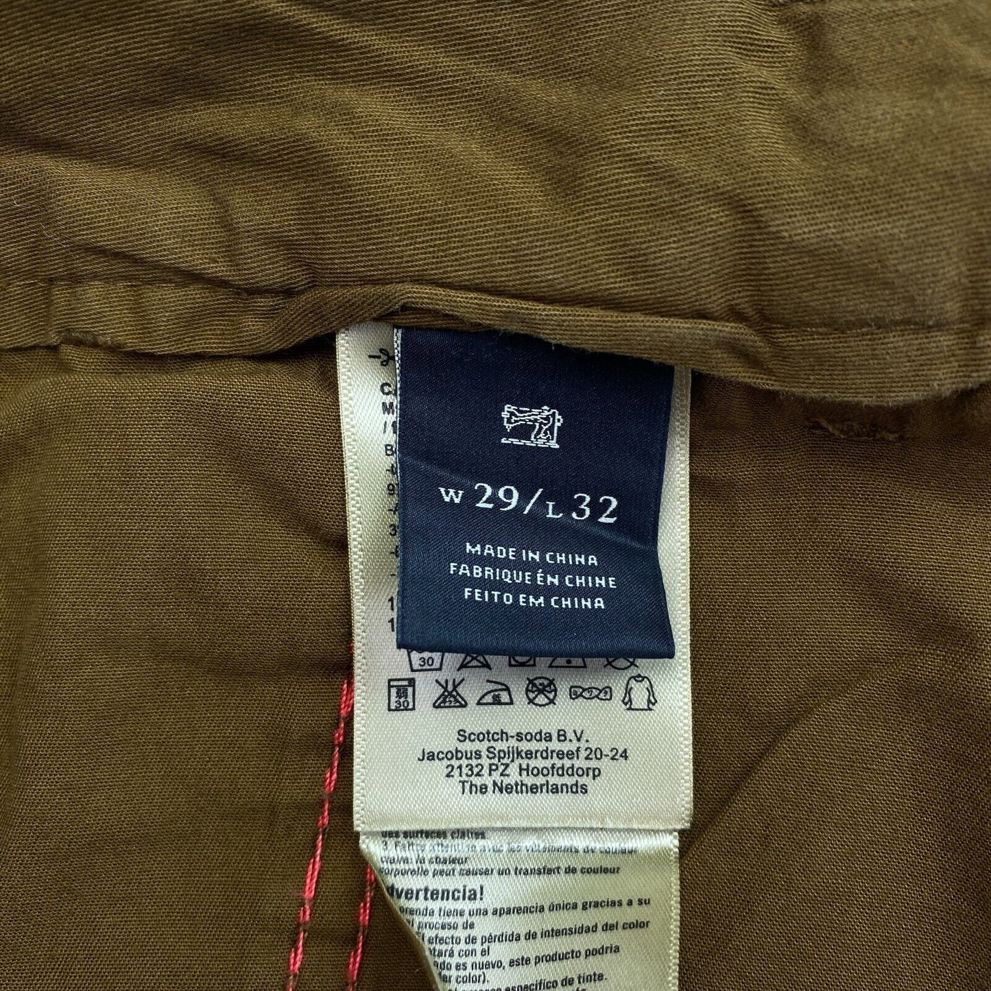 Scotch & Soda Brown Garment Dye Regular Slim Fit Chino Pants Trousers W29 L32