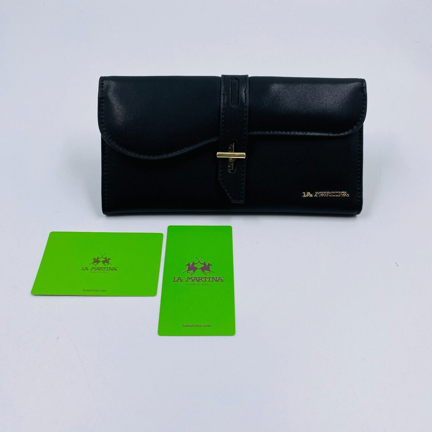 La Martina Black Women Logo Calf Leather Wallet