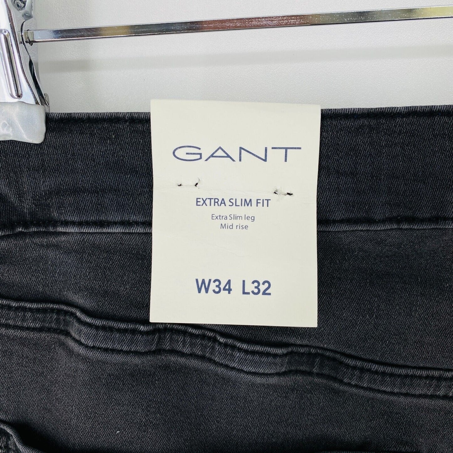 GANT Mens Grey Stretch Extra Slim Fit Jeans Size W34 L32