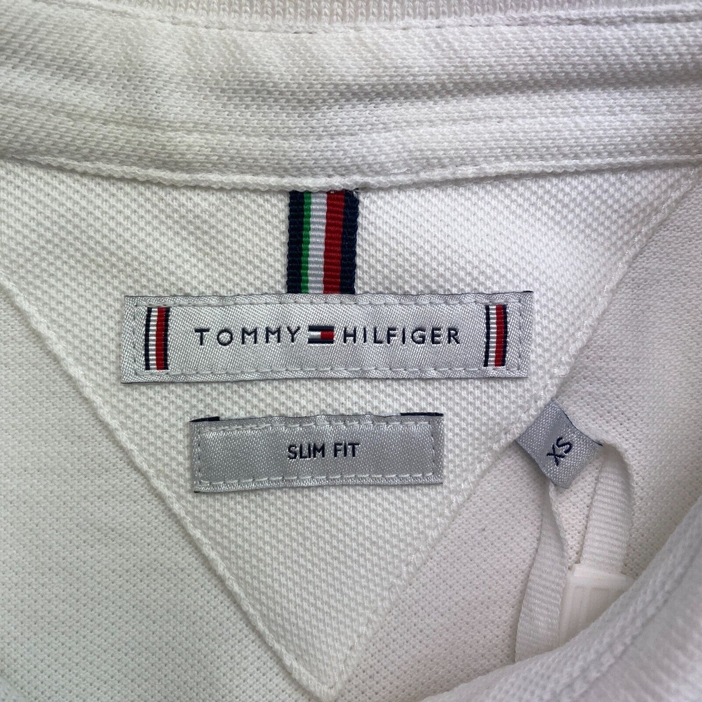 Tommy Hilfiger Women White Slim Fit TH 1/2 Sleeve Polo Shirt Size XS