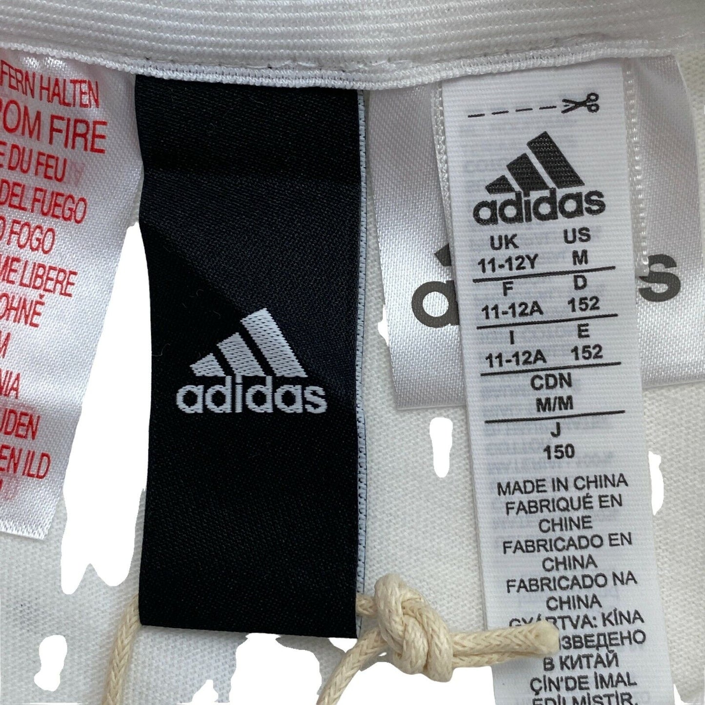 Adidas T-Shirt für Jungen, weiß, mit Rundhalsausschnitt und Logo, Größe 11–12 Jahre