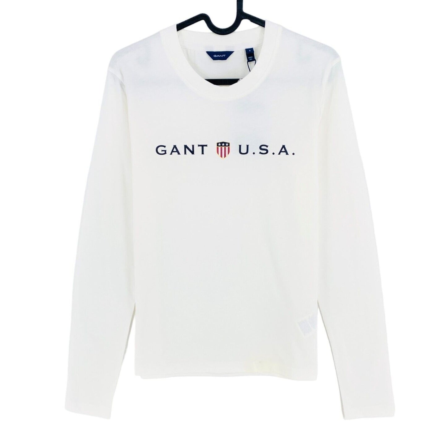 GANT T-shirt à manches longues et col rond blanc Banner Shield taille S