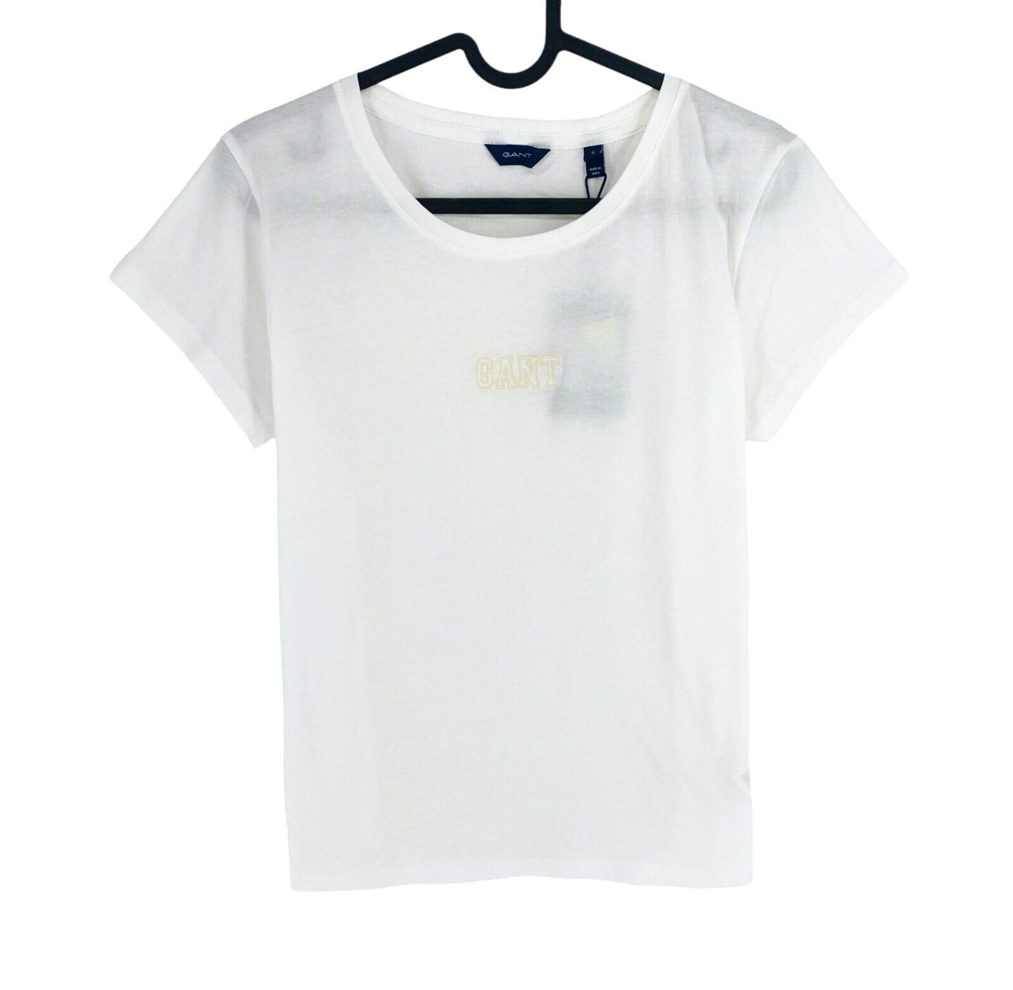 GANT Women White Logo Crew Neck Short Sleeves T Shirt Size S