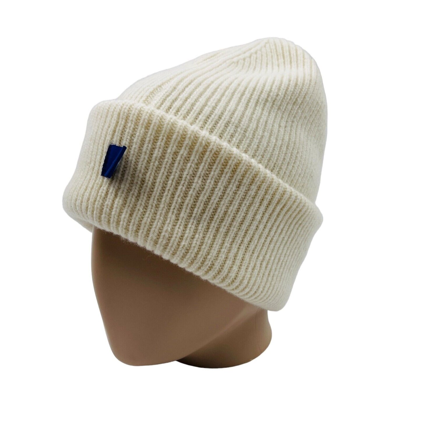 GANT Cream White Wool Blend Rib Knit Beanie Hat One Size