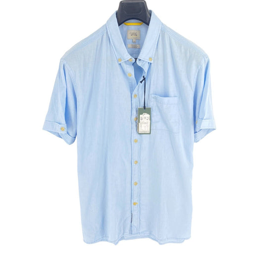 CAMEL ACTIVE Men Blue Linen Blend Regular Fit Short Sleeves Shirt Size 2XL XXL