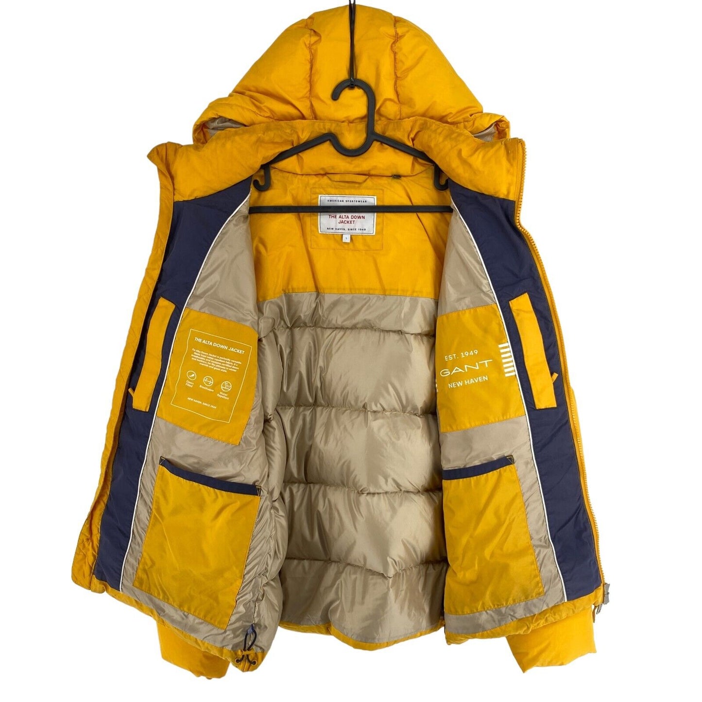 GANT Yellow The Alta Down Hooded Puffer Jacket Coat Size L