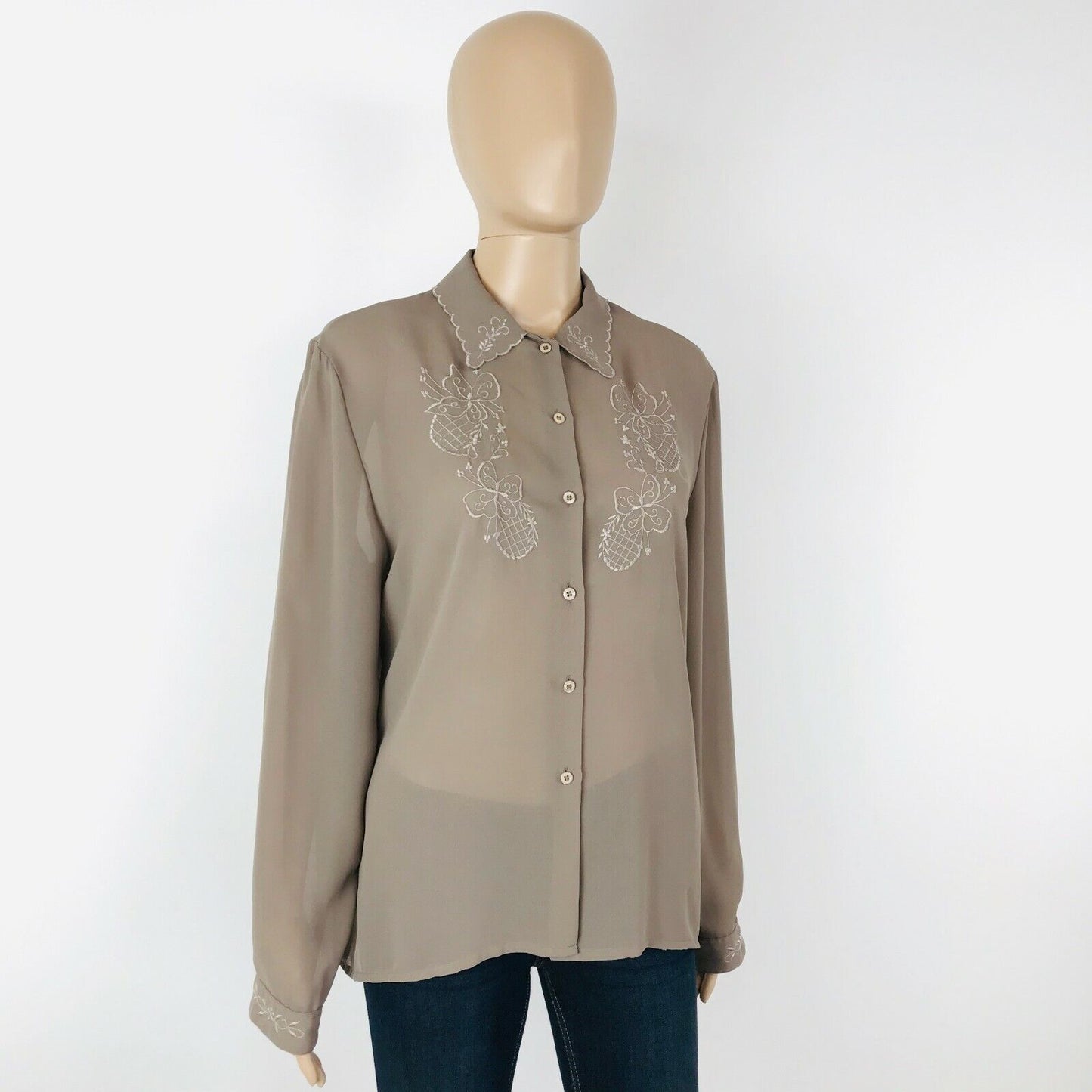 Lecomte Vintage Women Designer Blouse Shirt Top Size EUR 44 UK 16 US 14