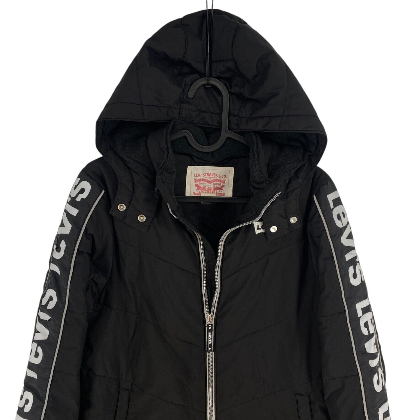 Levi`s Girls Black Hooded Jacket Coat Size 10 Years 140 cm