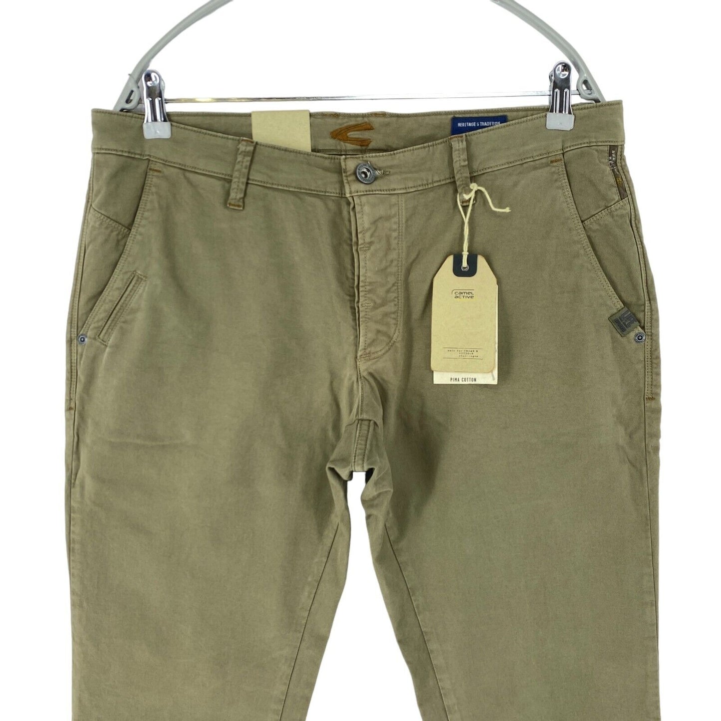 Camel Active MADISON Pantalon chino moderne coupe slim vert kaki W34 L30