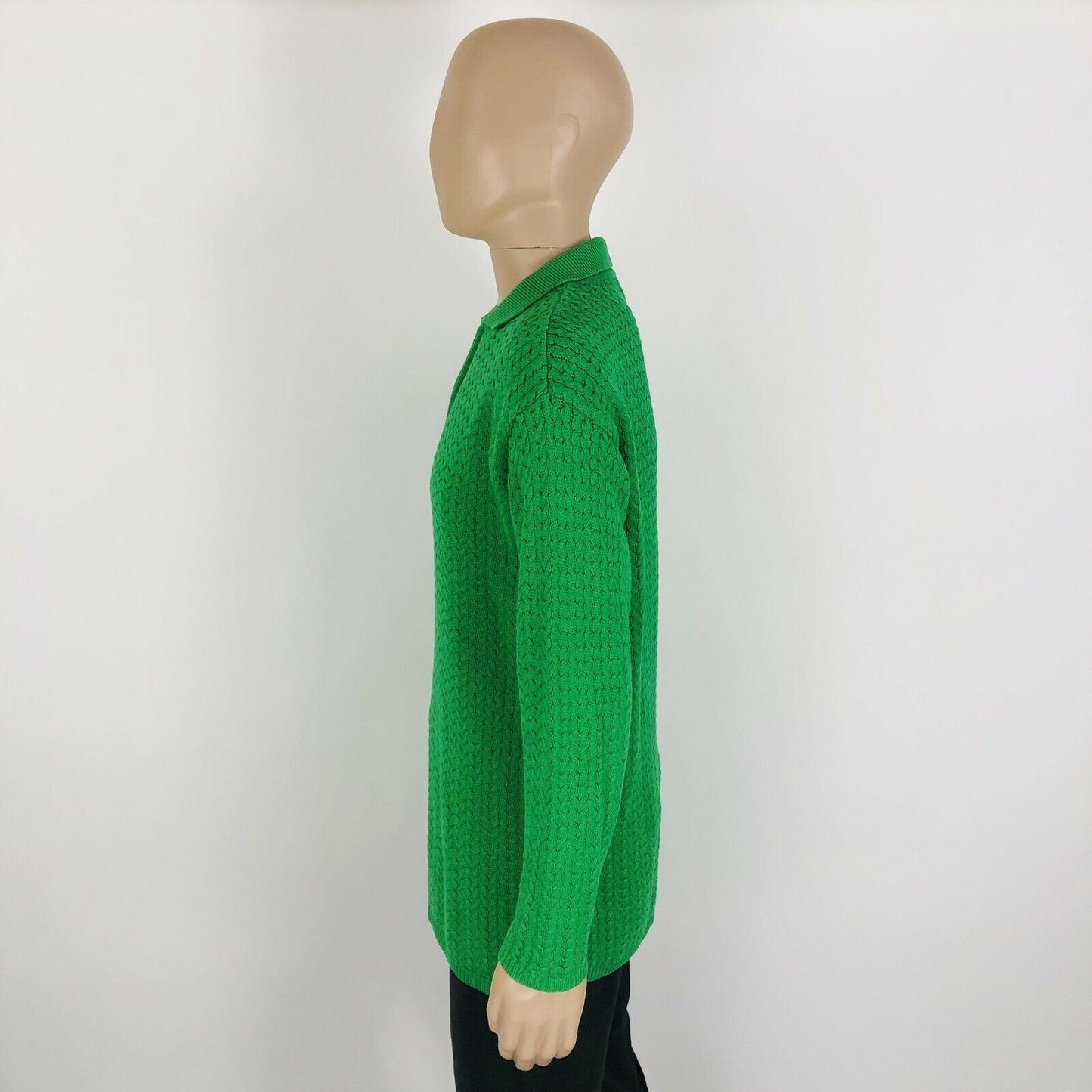 Gabriella Bonelli Designer Zip Neck Green Cotton Jumper Sweater Size M