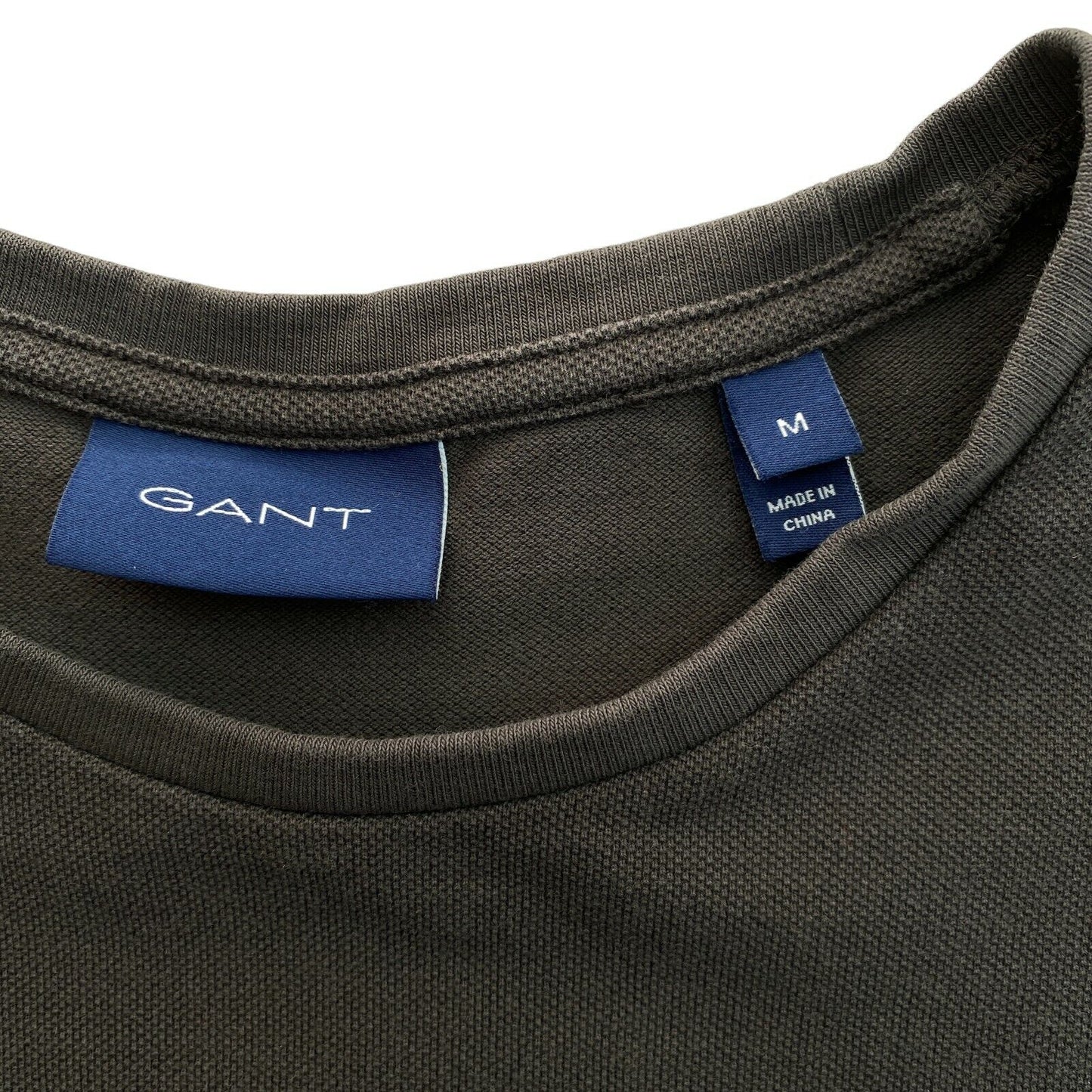 GANT Dark Grey Pique Crew Neck T Shirt Size M