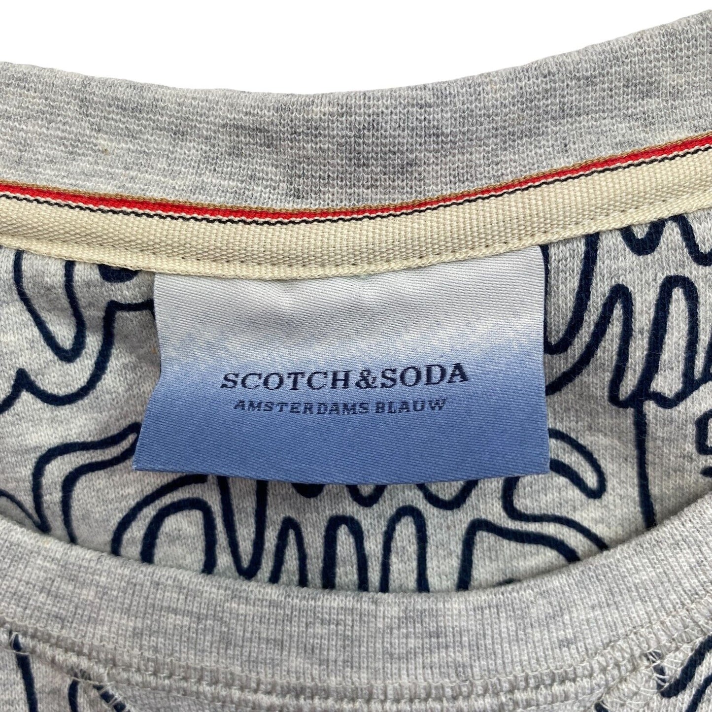 Scotch & Soda Grey Graphic Print Crew Neck Sweater Pullover Size M XL