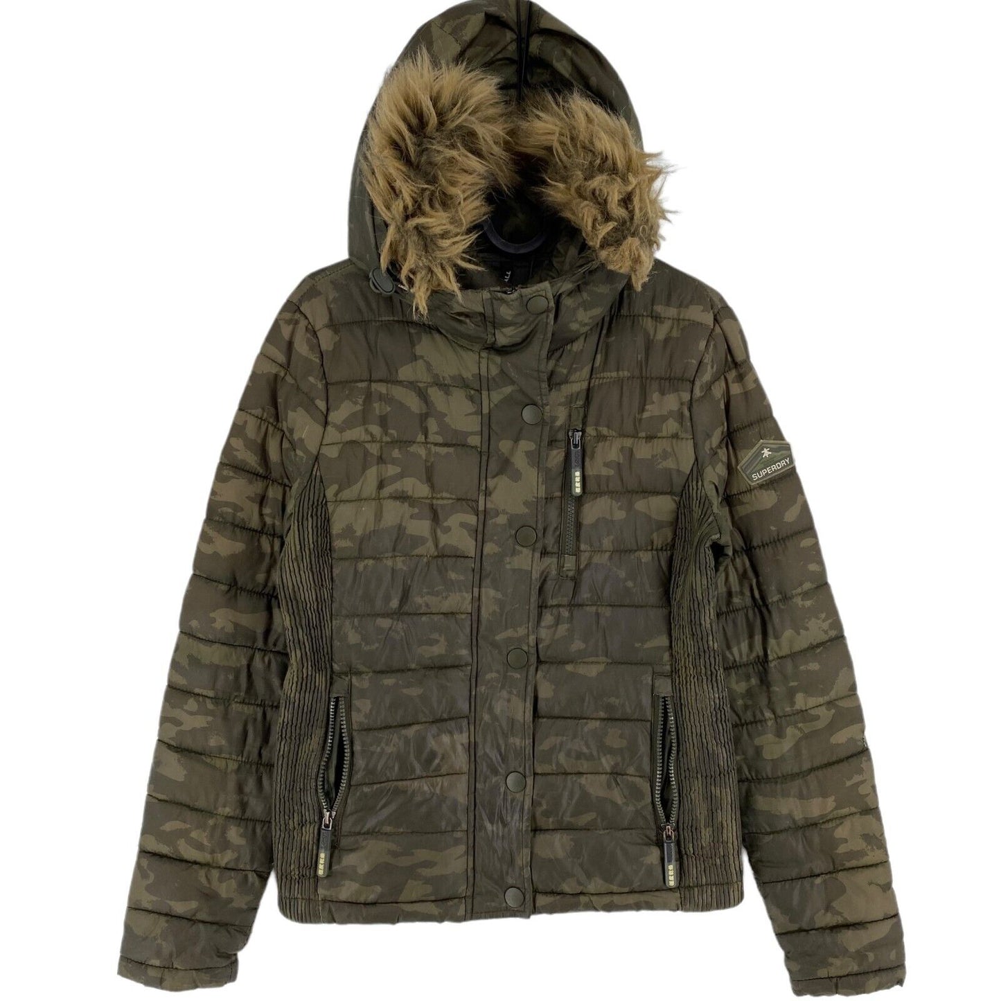 SUPERDRY THE ORIGINAL FUJI Camouflage Dark Green Hooded Jacket Coat Size S