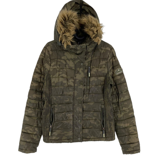 SUPERDRY THE ORIGINAL FUJI Camouflage Dark Green Hooded Jacket Coat Size S