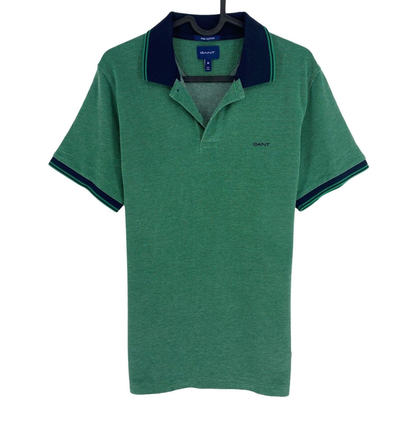 GANT Men Green 4-Col Oxford Pique Short Sleeves Polo Shirt Size M